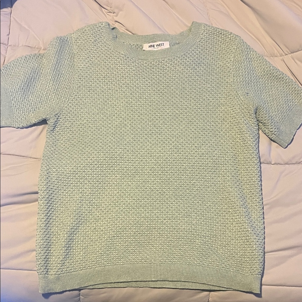 Nine West Soft Blue Knit Top